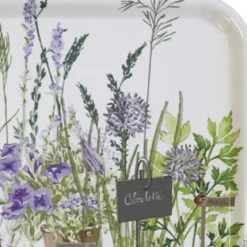 Plateau bois imprimé vert violet Jardin aromatique provence