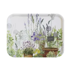 Plateau bois imprimé vert violet Jardin aromatique provence