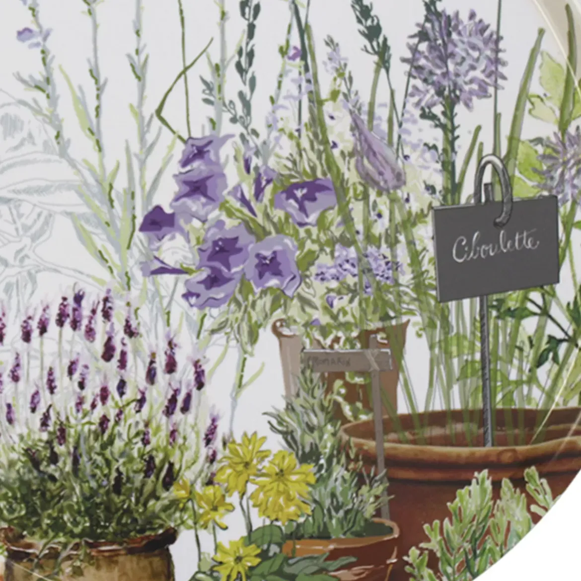 Plateau bois imprimé vert violet Jardin aromatique provence