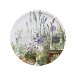 Plateau bois imprimé vert violet Jardin aromatique provence