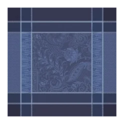 Serviette coton mélangé motif jacquard bleu Persina crepuscule