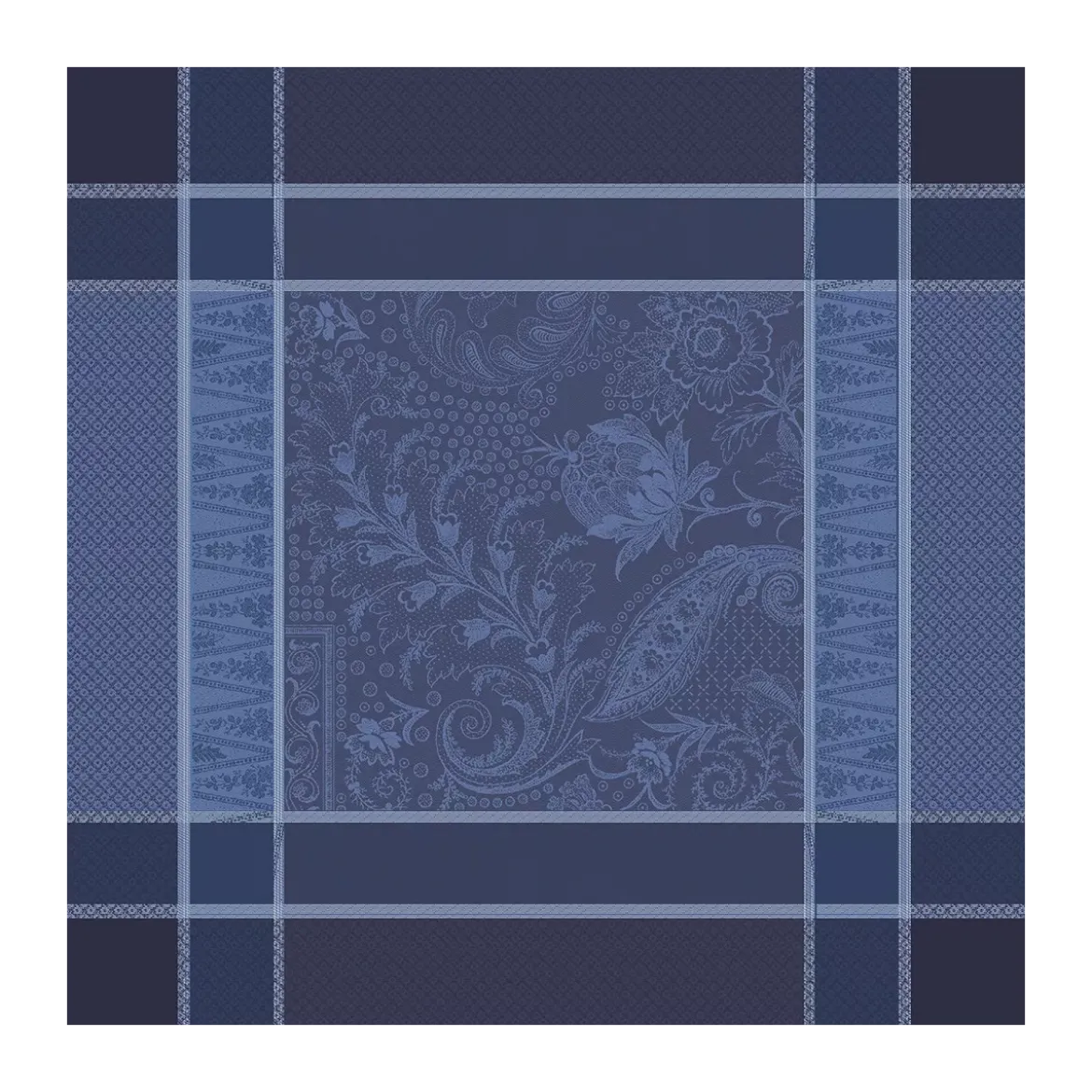 Serviette coton mélangé motif jacquard bleu Persina crepuscule
