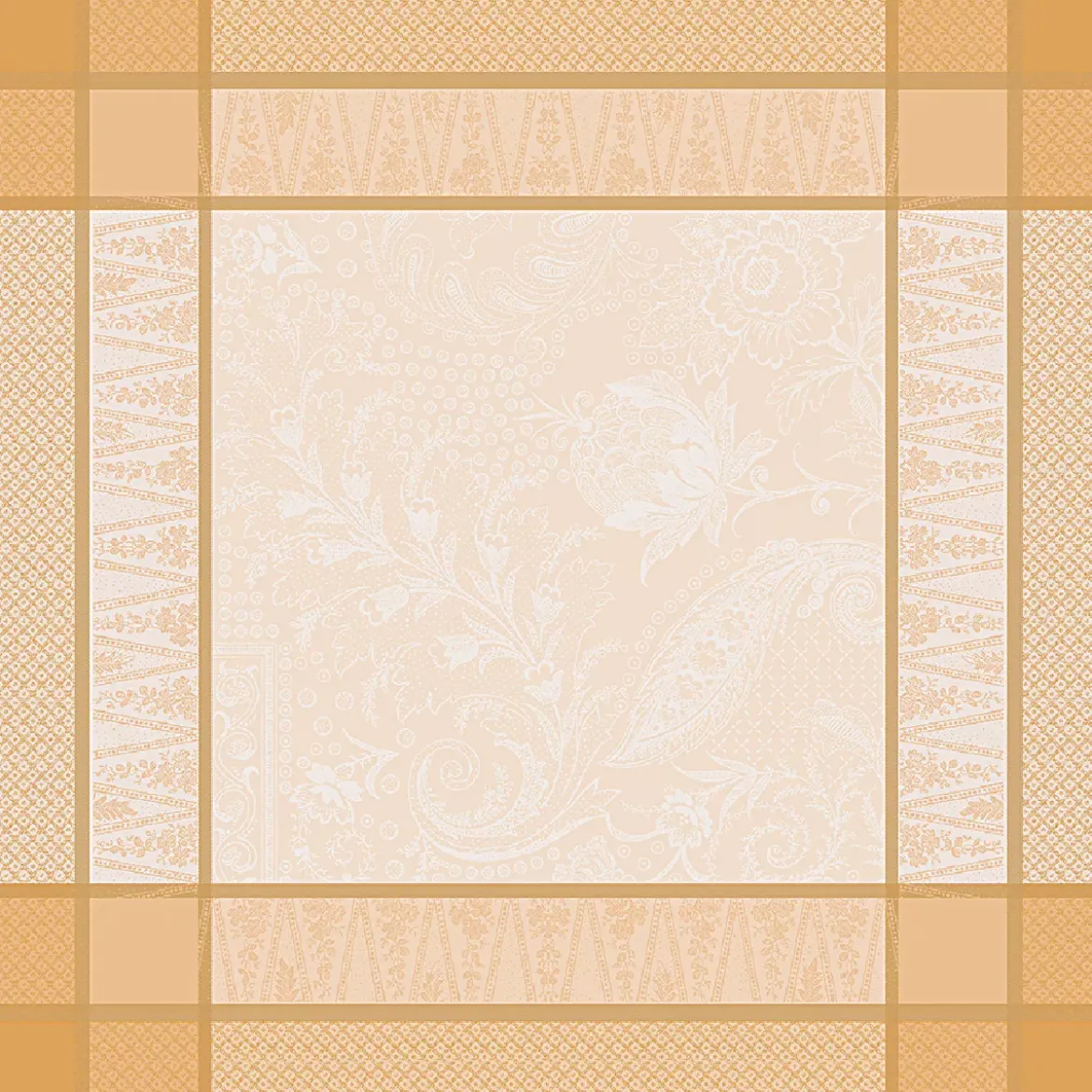 Serviette coton mélangé motif jacquard ivoire or Persina or