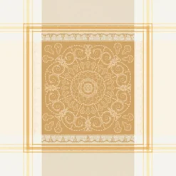 Serviette coton mélangé motif jacquard or Galerie royale reflets d or