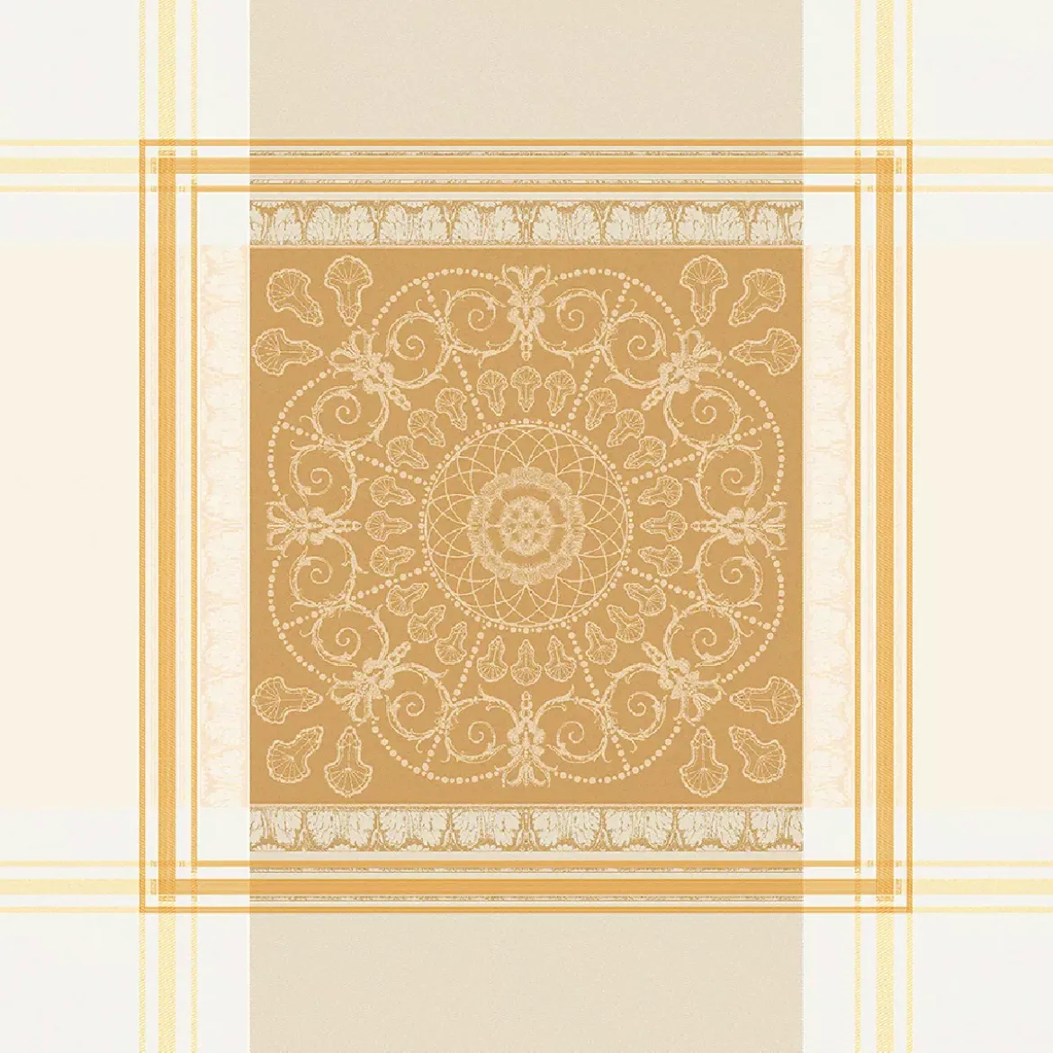 Serviette coton mélangé motif jacquard or Galerie royale reflets d or