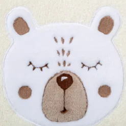 Serviette eponge enfant pur coton 500 g/m² brodé beige Petit ours angora