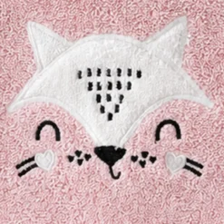 Serviette eponge enfant pur coton 500 g/m² brodé rose Petite renarde rose