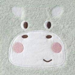 Serviette eponge enfant pur coton 500 g/m² brodé vert Petit hippo vert d'eau