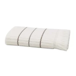 Serviette eponge pur coton 580 g/m² tissé teint rayé violet Farniente violine