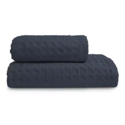 Serviette eponge pur coton 240 g/m² nid d'abeille marine Detente navy