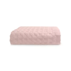 Serviette eponge pur coton 240 g/m² nid d'abeille rose Detente rose poudre