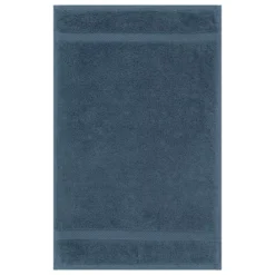 Serviette invites pur coton 550 g/m² uni bleu Elea bleu ardoise