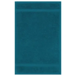 Serviette invites pur coton 550 g/m² uni bleu Elea canard