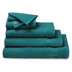 Serviette invites pur coton 550 g/m² uni vert Elea emeraude