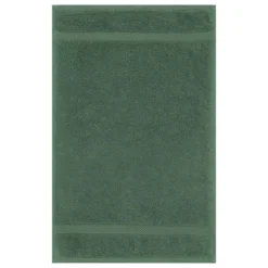 Serviette invites pur coton 550 g/m² uni vert Elea kaki