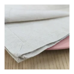 Serviette lin & coton lavé brodé beige Brise d'ete naturel