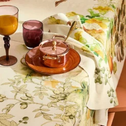 Serviette lin & coton lavé 190 g/m² imprimé beige orange Delices d'automne potiron