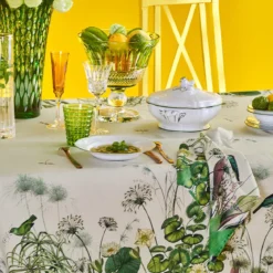 Serviette lin & coton lavé 150 g/m² imprimé multicolore Nenuphars parchemin