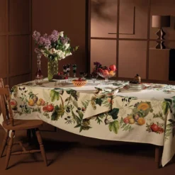 Serviette lin & coton lavé 190 g/m² imprimé multicolore Abondance d'automne naturel