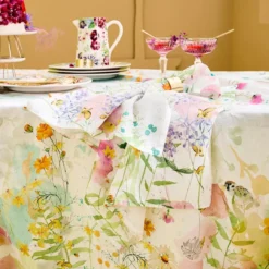 Serviette lin & coton lavé 150 g/m² imprimé rose vert Rosee du matin printemps
