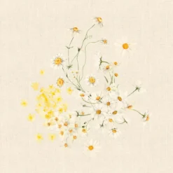 Serviette lin & coton lavé 150 g/m² imprimé jaune beige Daisy chanvre