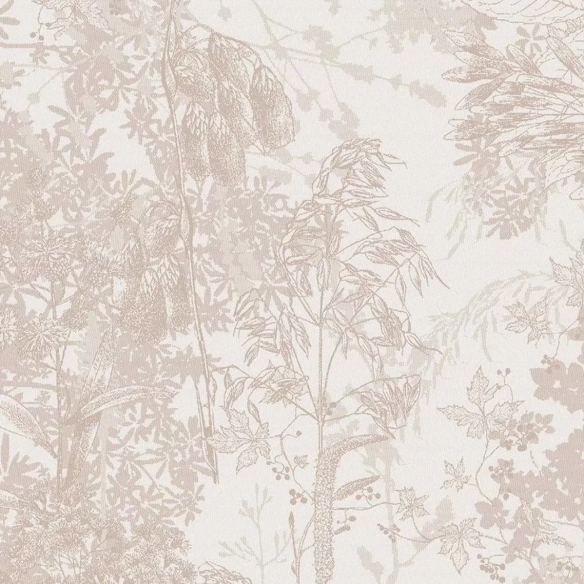 Serviette pur coton 220 g/m² motif jacquard beige Mille esprit jardins chanvre