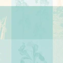 Serviette pur coton 220 g/m² motif jacquard bleu beige Mille iris d'eau aqua