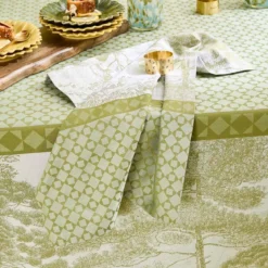 Serviette pur coton 220 g/m² motif jacquard vert Le sud vert