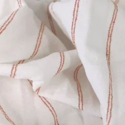 Serviette pur coton lavé motif jacquard orange blanc Rimini terracotta