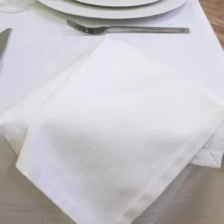 Serviette pur coton motif jacquard blanc Signature blanc