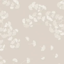 Serviette pur coton motif jacquard beige Mille ginkos naturel
