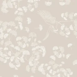 Serviette pur coton motif jacquard beige Mille ginkos naturel