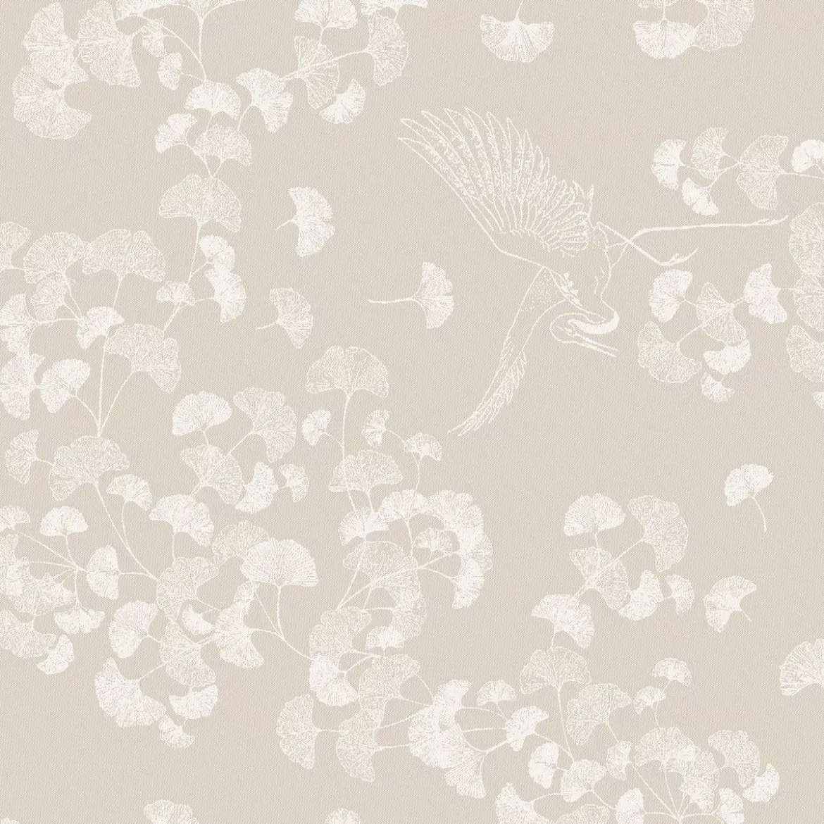 Serviette pur coton motif jacquard beige Mille ginkos naturel