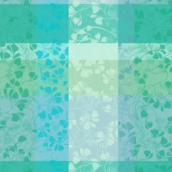 Serviette pur coton motif jacquard bleu vert Mille feuillages turquoise