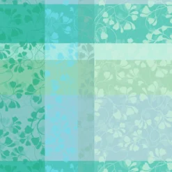 Serviette pur coton motif jacquard bleu vert Mille feuillages turquoise