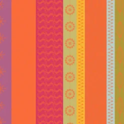Serviette pur coton motif jacquard vert orange Mille broderies samba