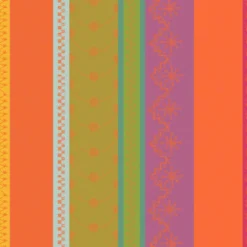 Serviette pur coton motif jacquard vert orange Mille broderies samba