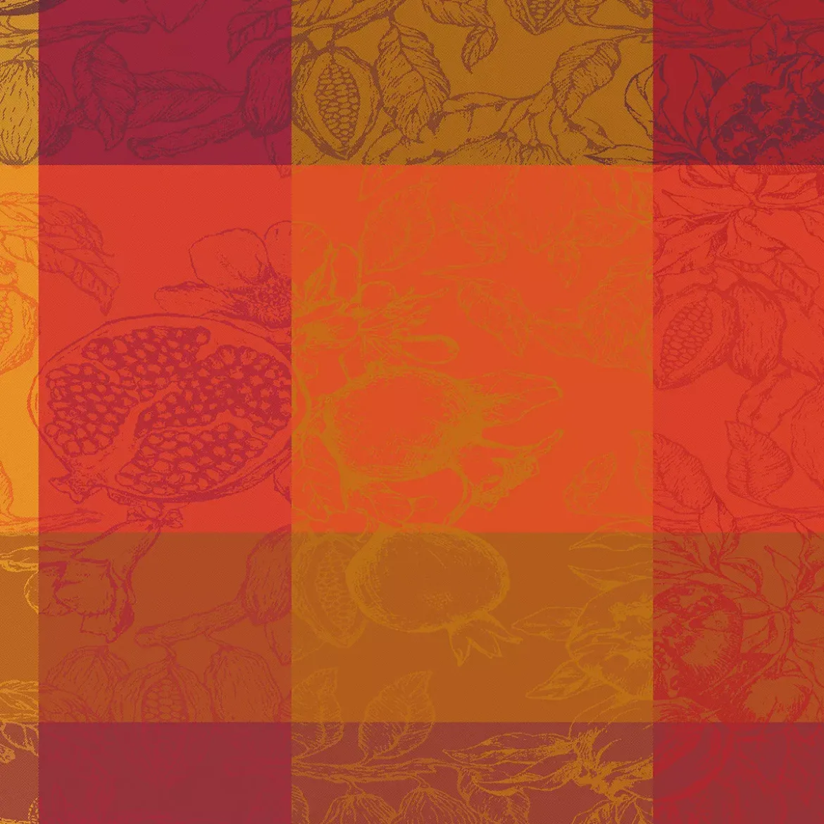 Serviette pur coton motif jacquard orange rouge Mille senteurs epices
