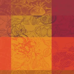 Serviette pur coton motif jacquard orange rouge Mille senteurs epices