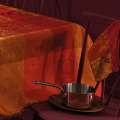Serviette pur coton motif jacquard orange rouge Mille senteurs epices