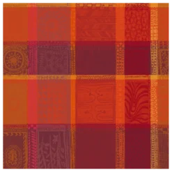 Serviette pur coton motif jacquard orange rouge Mille wax ketchup