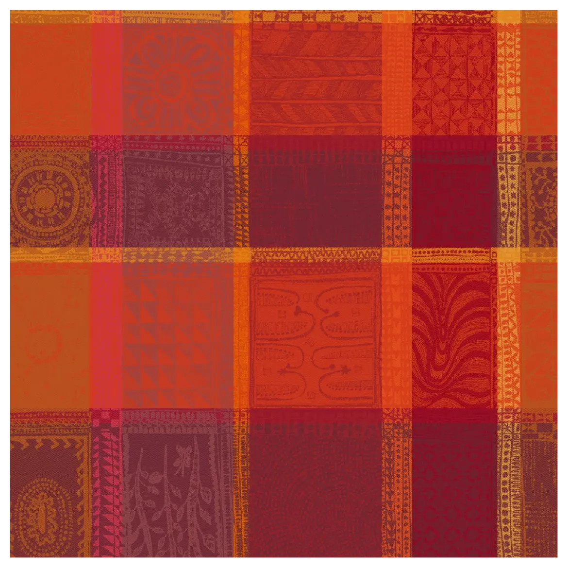 Serviette pur coton motif jacquard orange rouge Mille wax ketchup