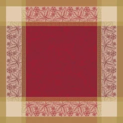Serviette pur coton motif jacquard rouge Alexandria rubis