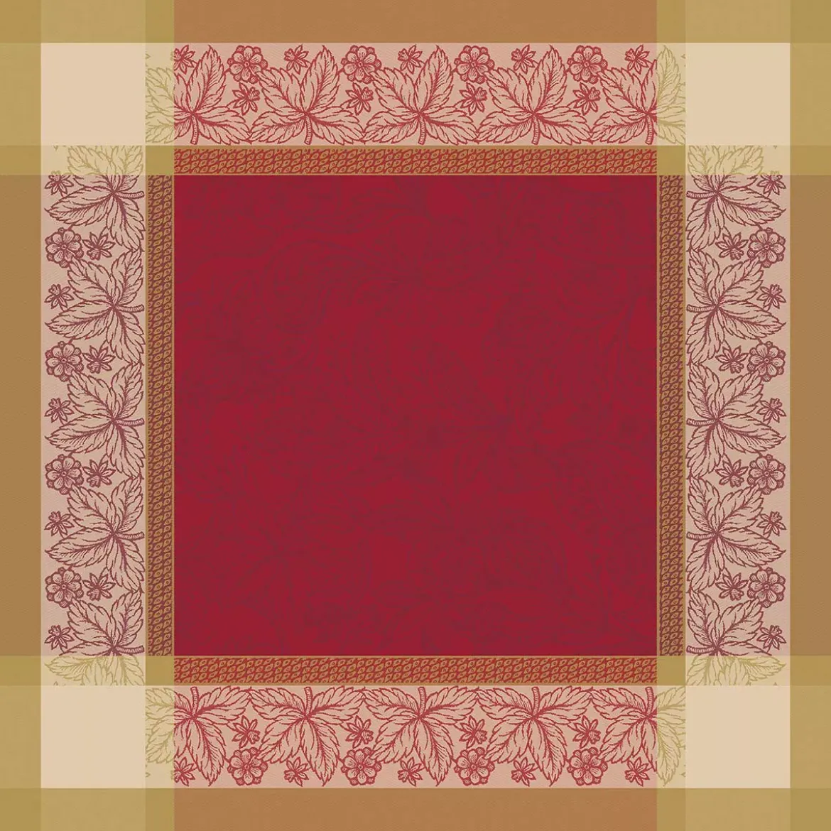 Serviette pur coton motif jacquard rouge Alexandria rubis
