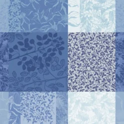 Serviette pur coton motif jacquard bleu Mille rameaux bleu