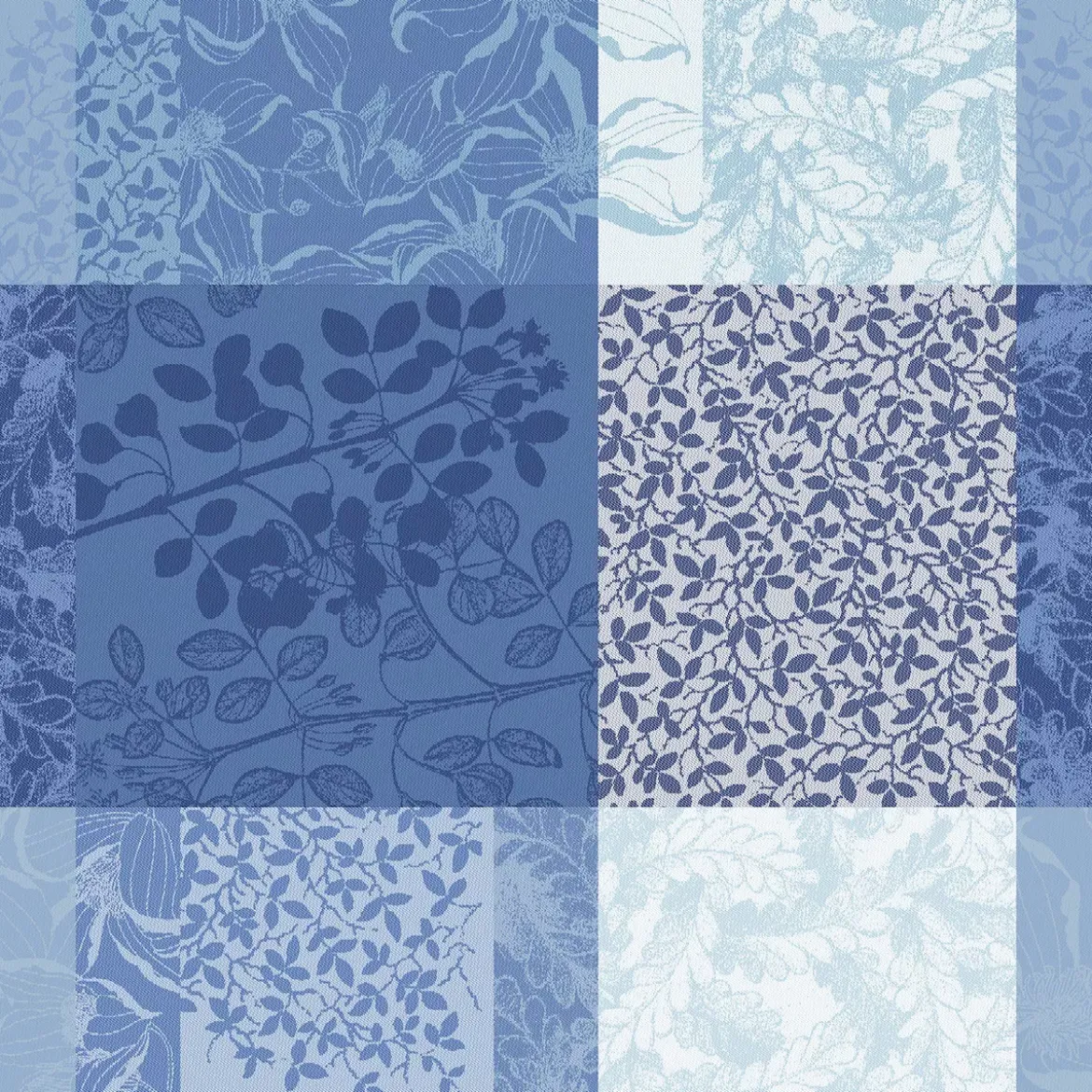 Serviette pur coton motif jacquard bleu Mille rameaux bleu