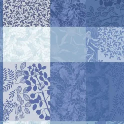 Serviette pur coton motif jacquard bleu Mille rameaux bleu