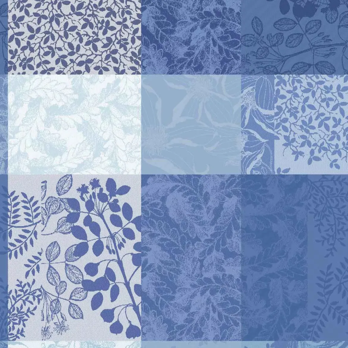 Serviette pur coton motif jacquard bleu Mille rameaux bleu