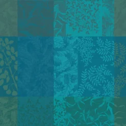 Serviette pur coton motif jacquard vert Mille rameaux emeraude