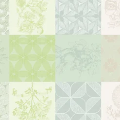 Serviette pur coton motif jacquard beige vert Mille parfums verde